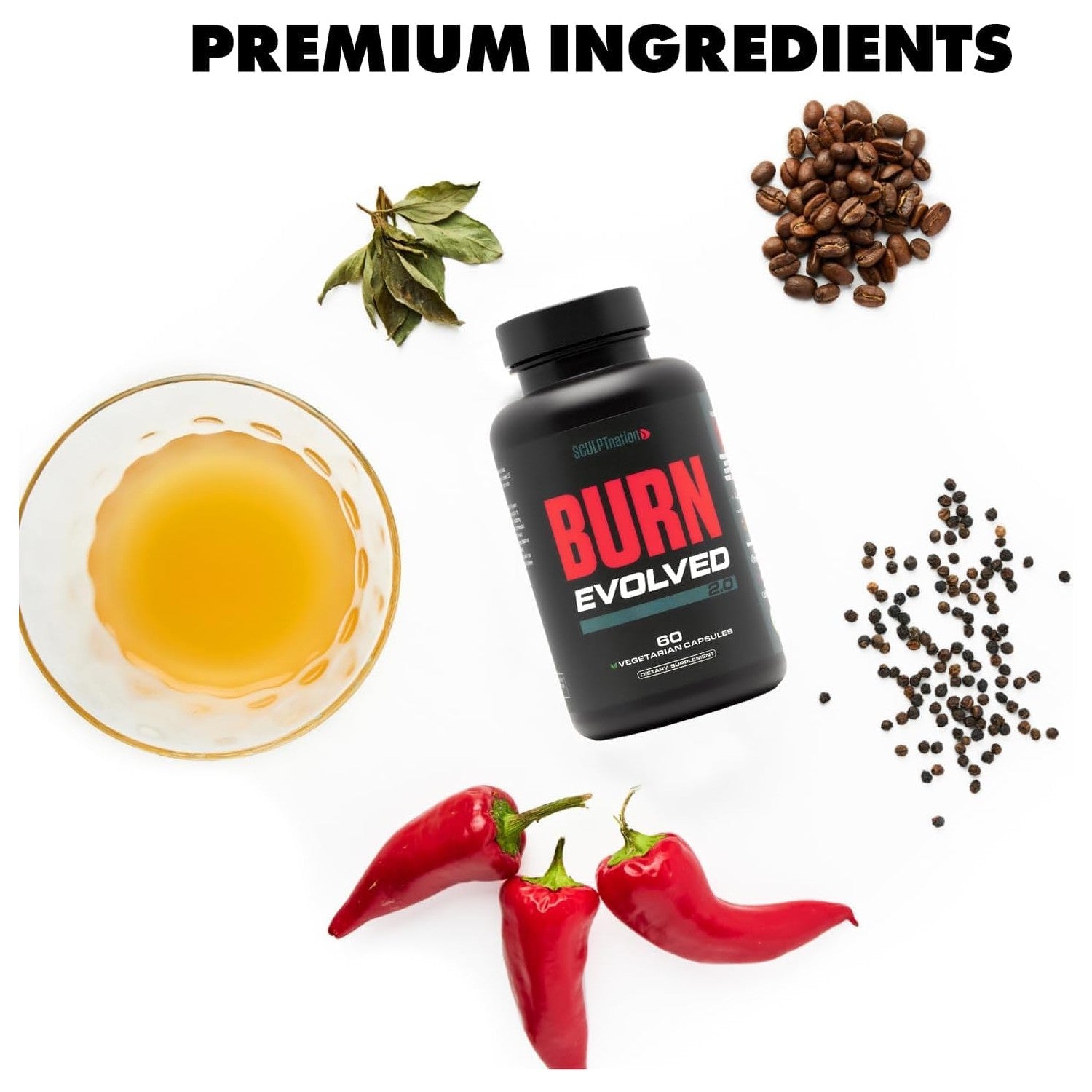 Sculpt Nation by V Shred Burn Thermogenic Fat Burner for Men & Women - Daytime Fat Burner Metabolism Booster - Premium Capsimax Cayenne Pepper, Chromax, Patented Ingredients - 60 Natural Veggie Pills