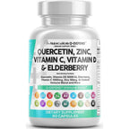 Q Defend Quercetin Supplement with Zinc Vitamin C Vitamin D Elderberry Turmeric Black Pepper Garlic Ginger Sea Moss Lysine Stinging Nettle Reishi Mushroom Immune Support 120 Capsules by Clean Nutra