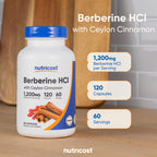 Nutricost Berberine HCl with Ceylon Cinnamon Capsules (120 Capsules) | 60 Servings, GMO-Free, Animal-Free Product