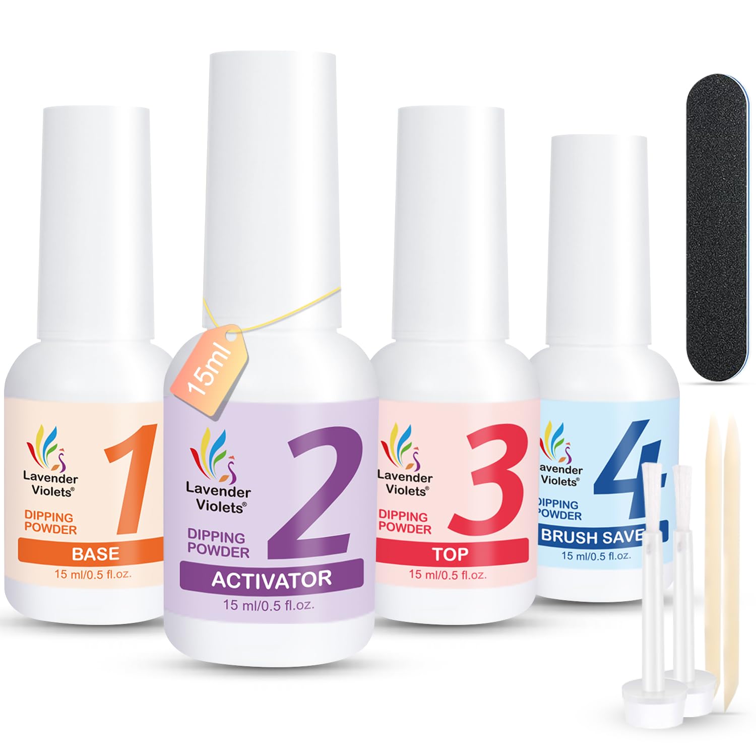Buy now Lavender Violets Dip Powder Liquid Set with Activator, Base Top Coat and Brush Saver 0.5oz/Bot Nail File Necessary Tools for Dipping Powder Acrylic Manicure Pedicure J775 Dip Powder Liquid Set - Clear at indiglob india