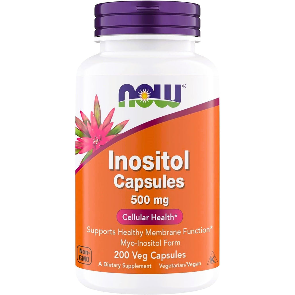 NOW Foods Inositol 500 mg - 200 Vegetarian Capsules (200 Count (Pack of 2)) | Superior Myo Inositol Form, for Healthy Membrane Function*, Cellular Health*, Support for Women