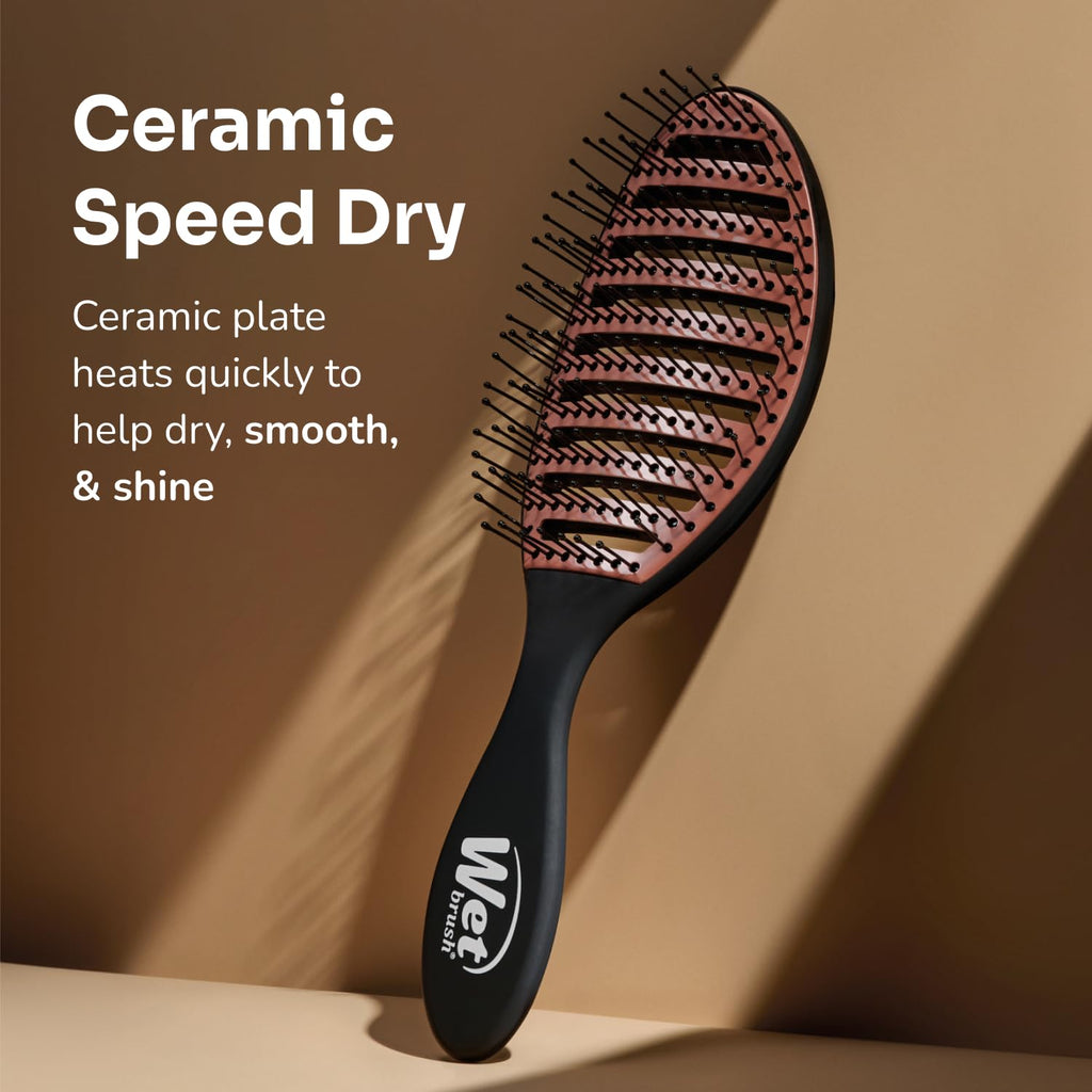 Wet Brush Ceramic Speed Dry Detangler, Black, Vented Blow-Dry Hair Brush | Soft HeatFlex Bristles, Up to 45% Faster Drying with Less Breakage, Smooth Shine & Easy Styling for All Hair Types