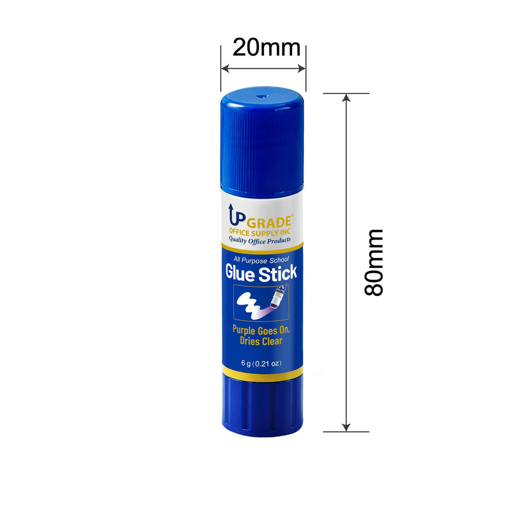 Upgrade Office Supply Glue Sticks, 6g, 12 Count, Purple Goes On Dries Clear