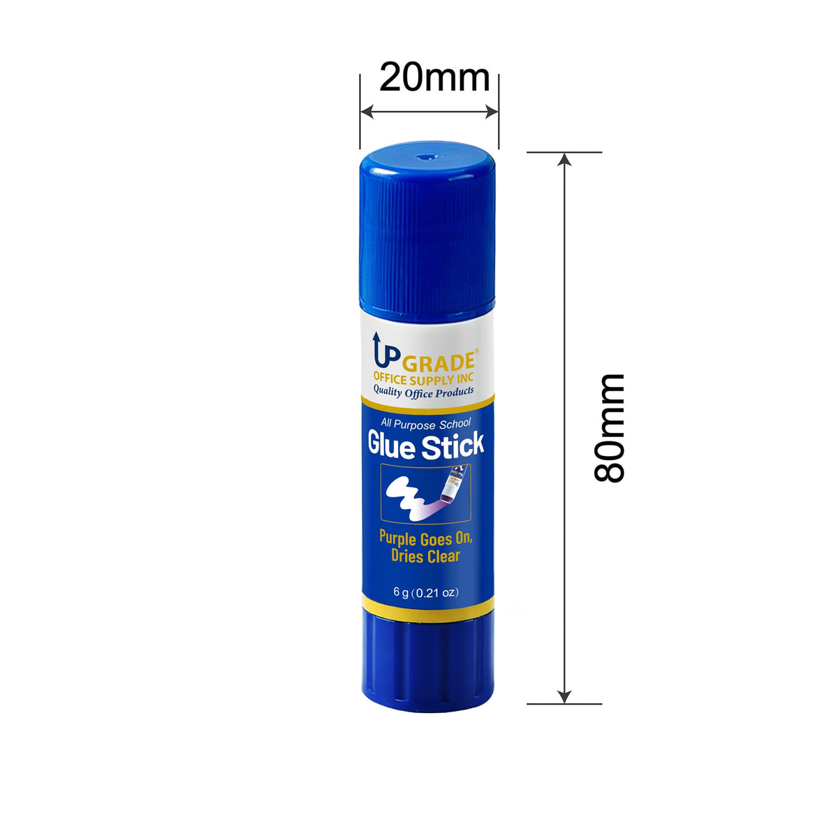 Upgrade Office Supply Glue Sticks, 6g, 12 Count, Purple Goes On Dries Clear