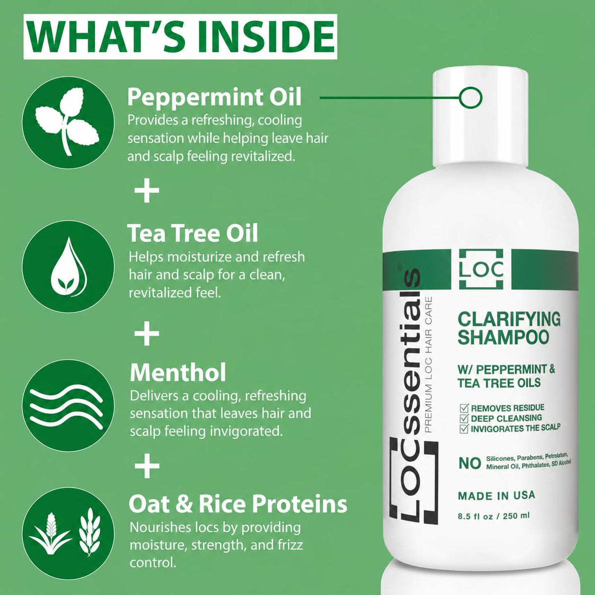 Clarifying Shampoo for Locs – Professional Loc Shampoo for Dreads, Twists, Braids, Interlocks, Microlocs, Dreadlocks, Faux Locs Crochet Hair – with Peppermint and Tea Tree Oils
