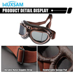 Buy now MUXSAM Vintage Motorcycle Goggles, ATV Motocross Goggles, Dirt Bike Racing Riding Off Road Scooter Glasses, Windproof Dustproof Eyewear for Adults Men Women, Copper Frame Smoke Lens at indiglob india