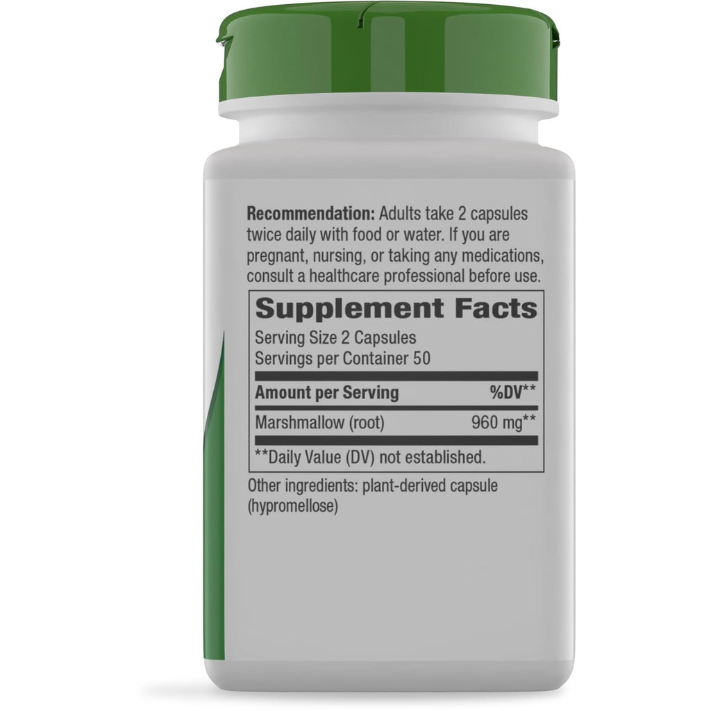 Nature's Way Premium Herbal Marshmallow Root, 960 mg per Serving, 100 VCaps