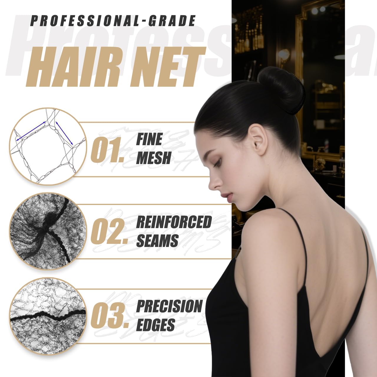 Smilco Hair Net 100 Pcs, 22 Inches Hair Nets Elasticity Invisible Elastic Mesh for Food Service, Ballet Bun, Sleeping, Women and Wig (100, Black)