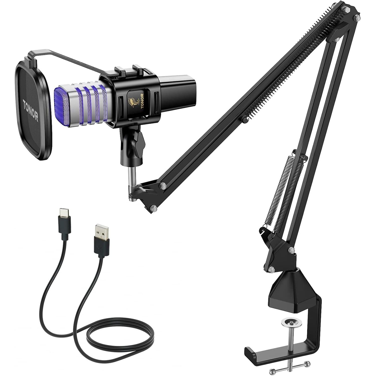 Buy now TONOR TC-777 Podcast Microphone, USB Computer Microphone, Cardioid Condenser PC Mic with Tripod Stand and Pop Filter for Podcasting, Streaming, Vocal Recording, Compatible with PC & Laptop, PS4/5 TC30S+ at indiglob india