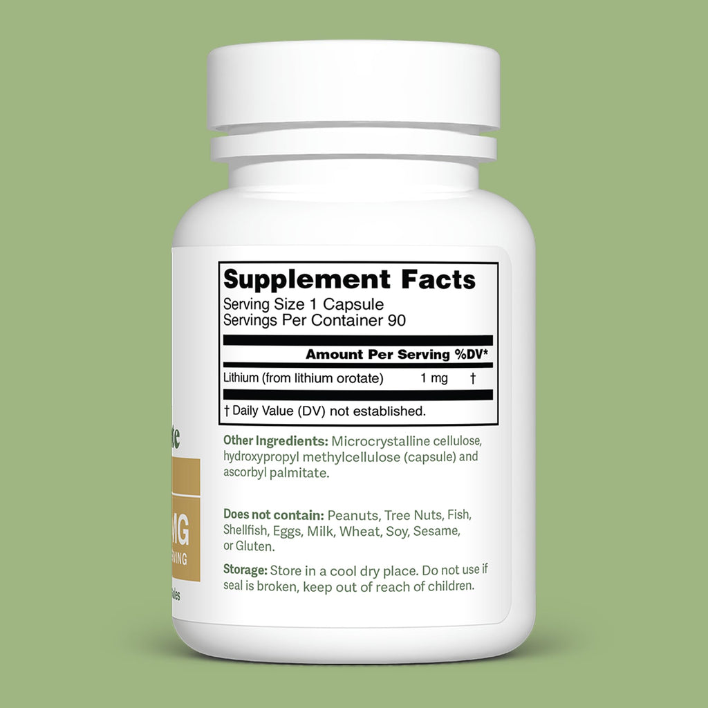 Dr. Murray's Lithium Orotate 1 mg Vegan Capsules, Mood Support, 90 Count