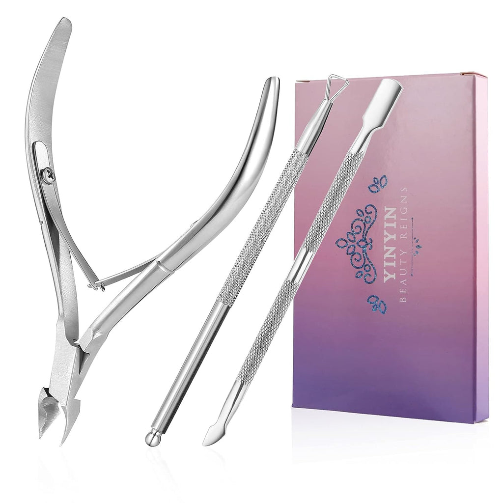Buy now YINYIN Professional Stainless Steel Nippers, Cutter Clippers, Cuticle Remover, Trimmer with Pusher, Pedicure Manicure Tools for Fingernails and Toenails, Sliver at indiglob india