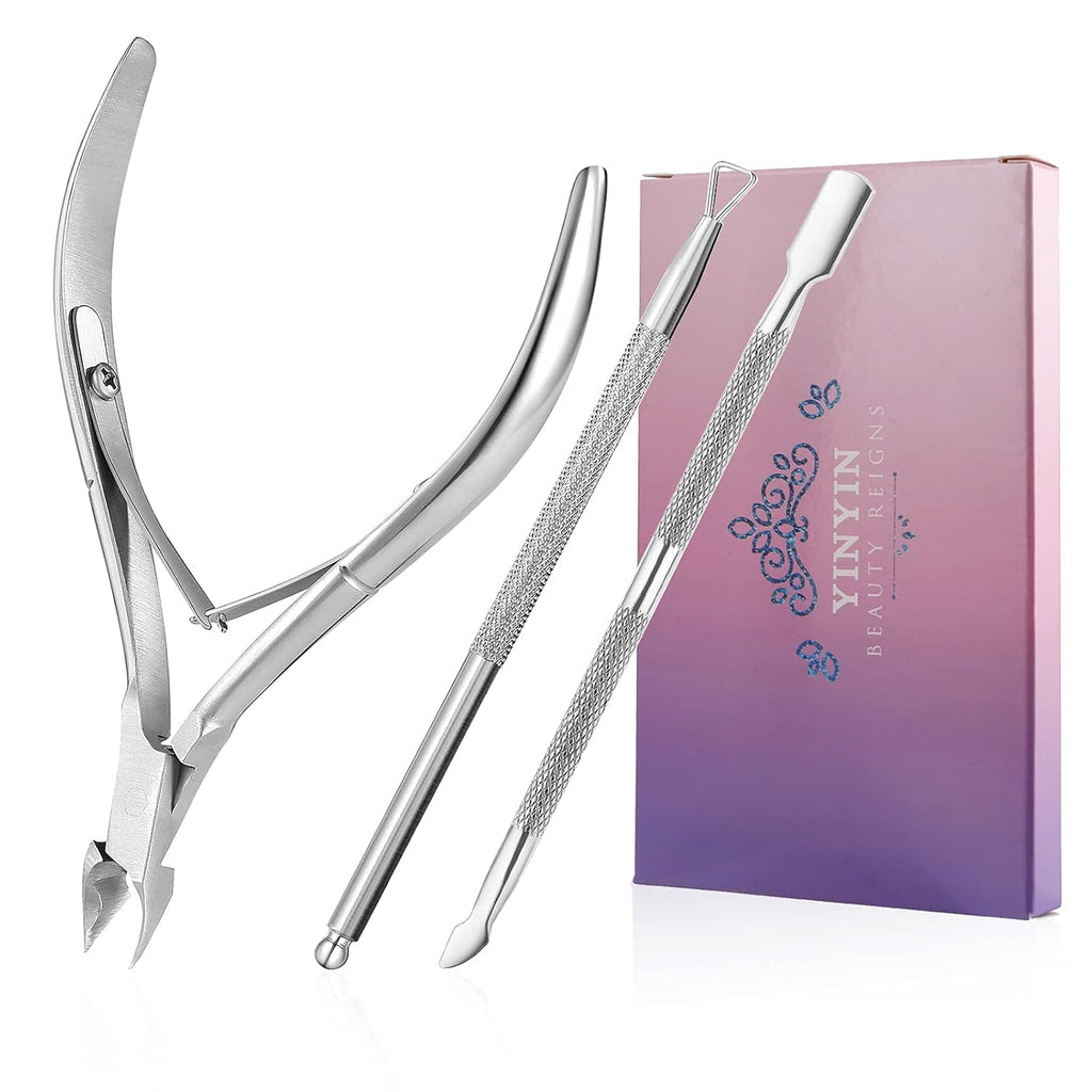 Buy now YINYIN Professional Stainless Steel Nippers, Cutter Clippers, Cuticle Remover, Trimmer with Pusher, Pedicure Manicure Tools for Fingernails and Toenails, Sliver Silver at indiglob india