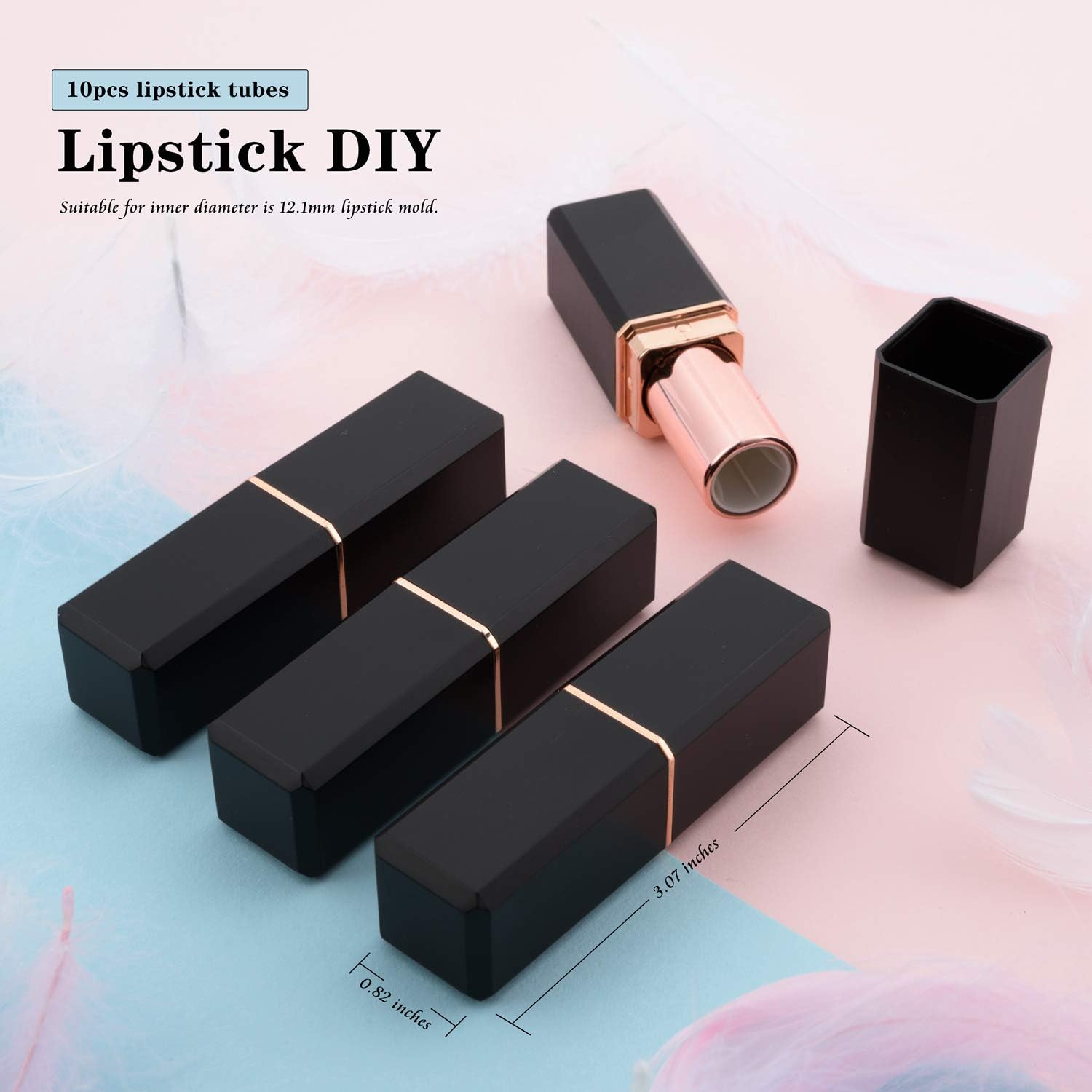 Buy now Allwon 10Pcs Black Empty Lipstick Tubes DIY Lip Balm Container (Square Tube) at indiglob india