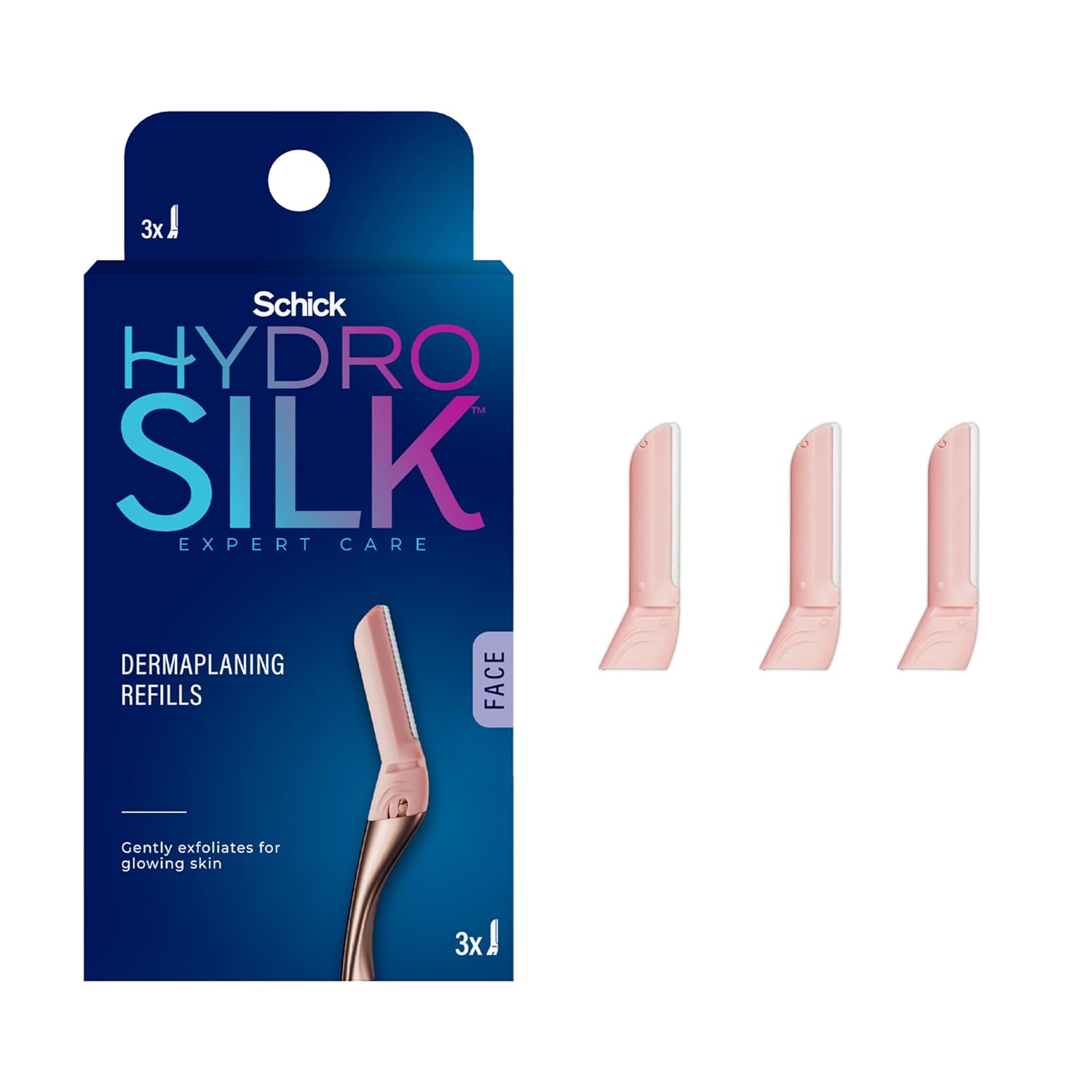 Buy now Schick Hydro Silk Dermaplaning Wand, Dermaplaning Tool for Face | Dermaplane Razor for Women Face, Eyebrow Razor, Peach Fuzz Remover, Includes 1 Weighted Metal Handle with 6 Refill Blades 1 Count (Pack of 3) 3 Count Refills at indiglob india