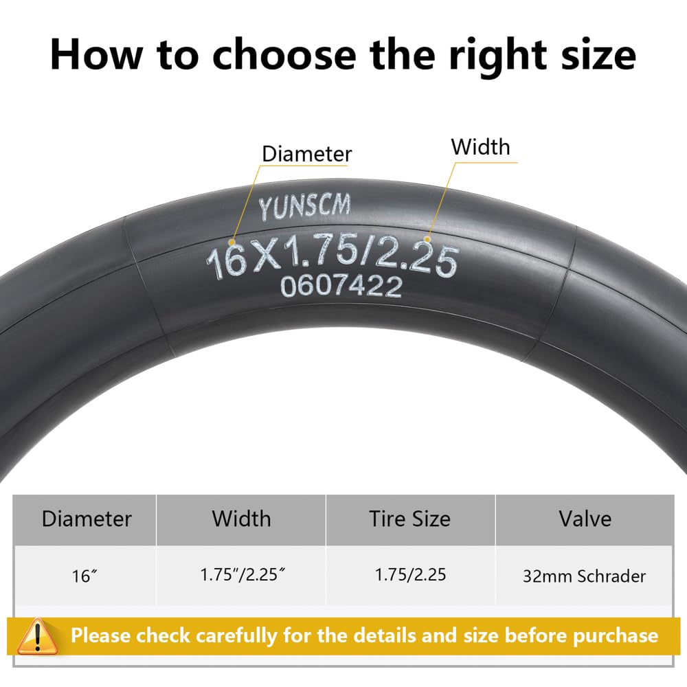 2-PCS 16" Heavy Duty Bike Tubes 16x1.75/2.25(45/57-305) AV32MM Inner Tubes