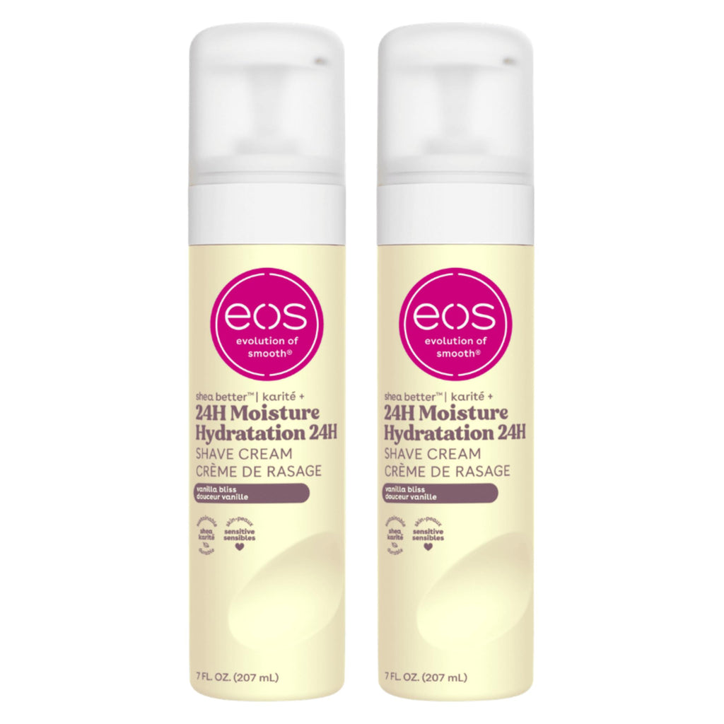 eos Shea Butter Shave Cream- Vanilla Bliss, 24H Moisture, 7 fl oz, 2 Pack
