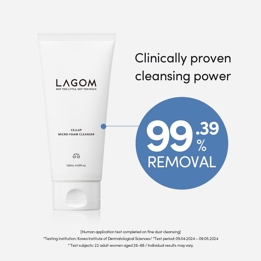 LAGOM Cellup Micro Foam Cleanser, Hydrating Deep Cleansing Face Wash, Korean Makeup Remover, Dense Soft Micro Bubbles, Ultra Fine Dust Removal 4.05 Fl Oz