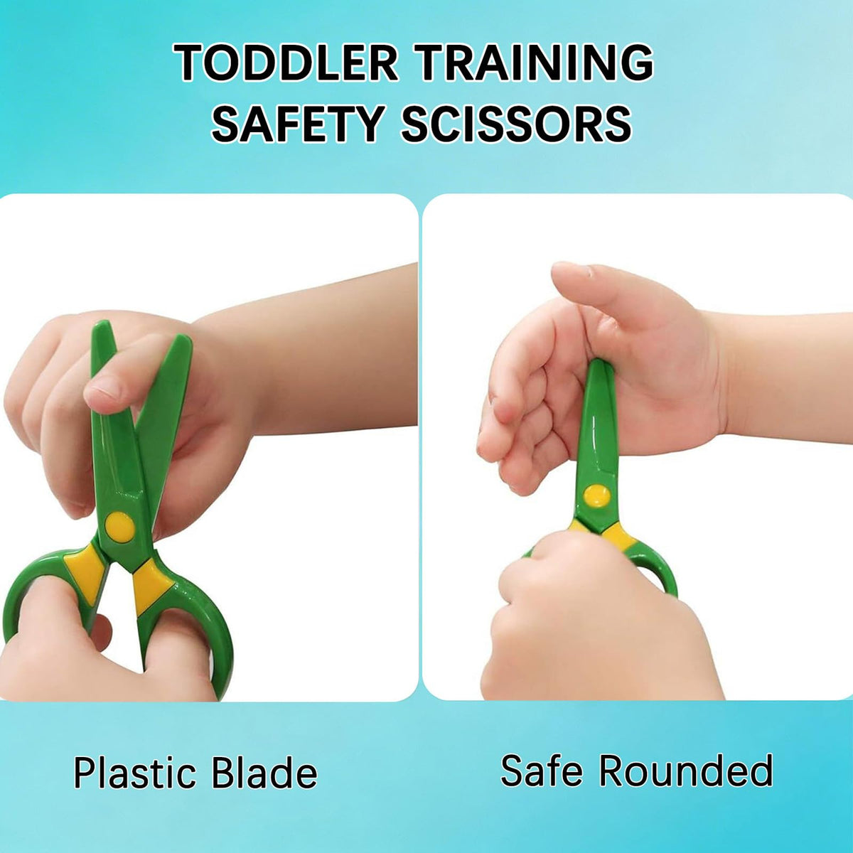 Toddler Safety Scissors, 3-Pack with 60 Craft Paper Sheets for Kids