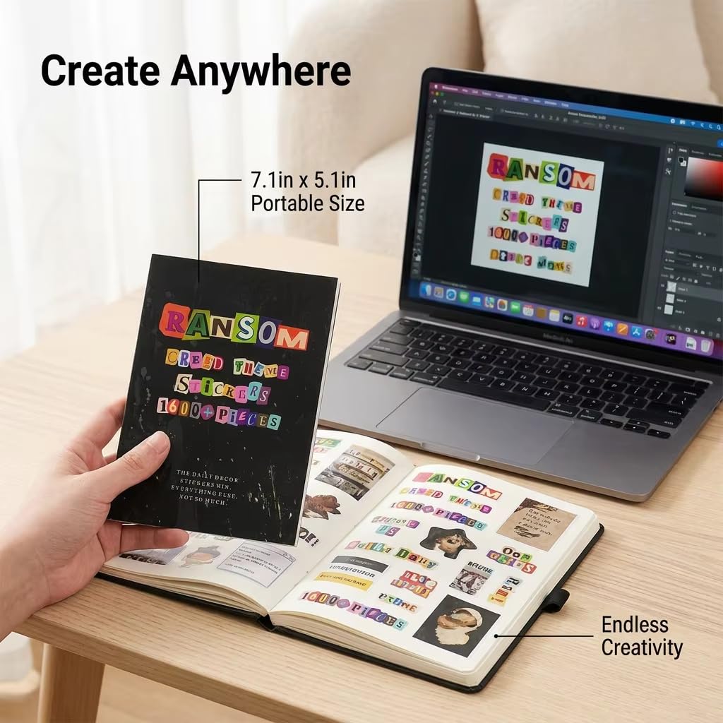 1600+ Pcs Vintage Letter Stickers Book for Scrapbooking DIY Crafts Notebook