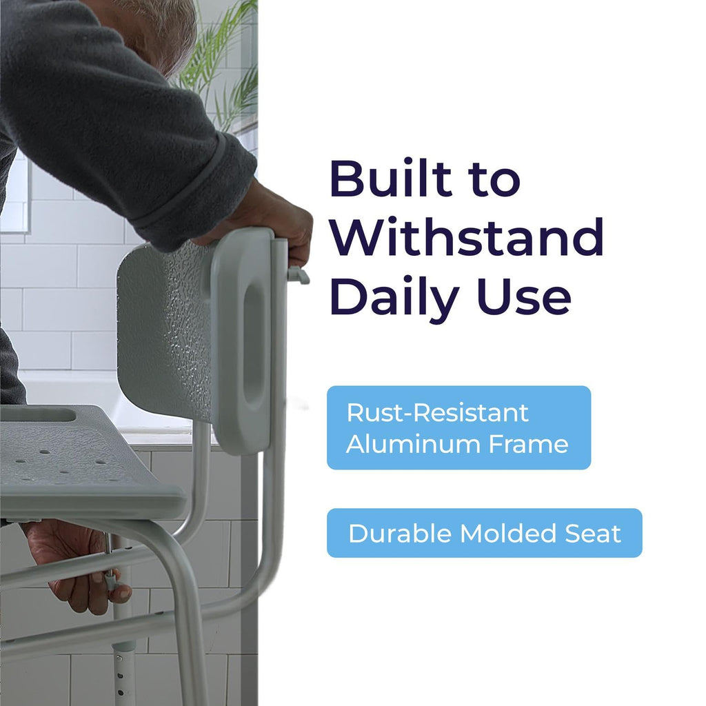 Drive Medical Shower Chair with Back and Suction Feet, Gray