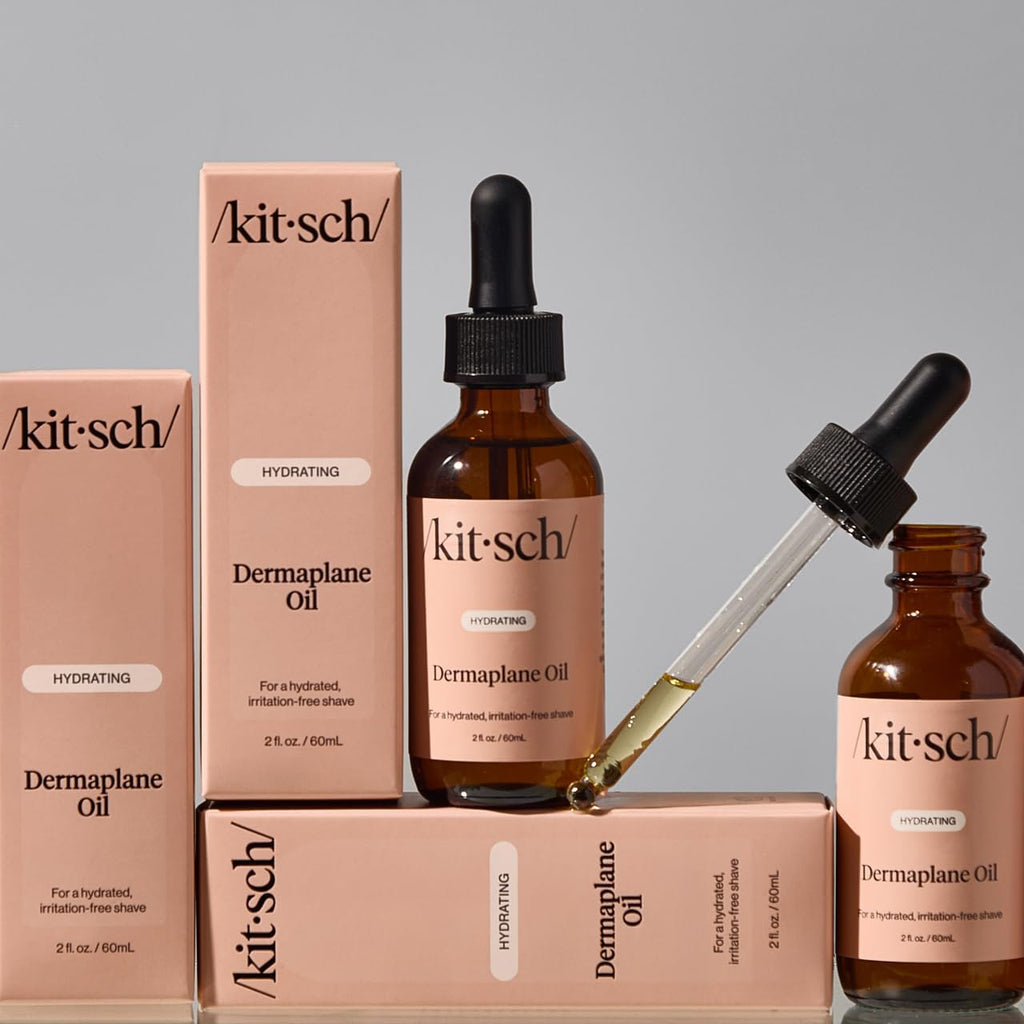 Buy now Kitsch Dermaplane Face Oil with Jojoba & Argan Oil â€“ Hydrating Facial Formula for Dermaplaning Tool, Gua Sha & Razor Use â€“ Irritation-Free Shave Oil for Soft, Radiant Skin â€“ 2oz at indiglob india