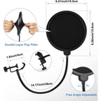 Buy now BILIONE Multifunctional Desktop Microphone Stand, Adjustable Mic Stand Desk with Pop Filter, Shock Mount, Microphone Clip, 5/8" to 3/8" Metal Screw Adapter at indiglob india