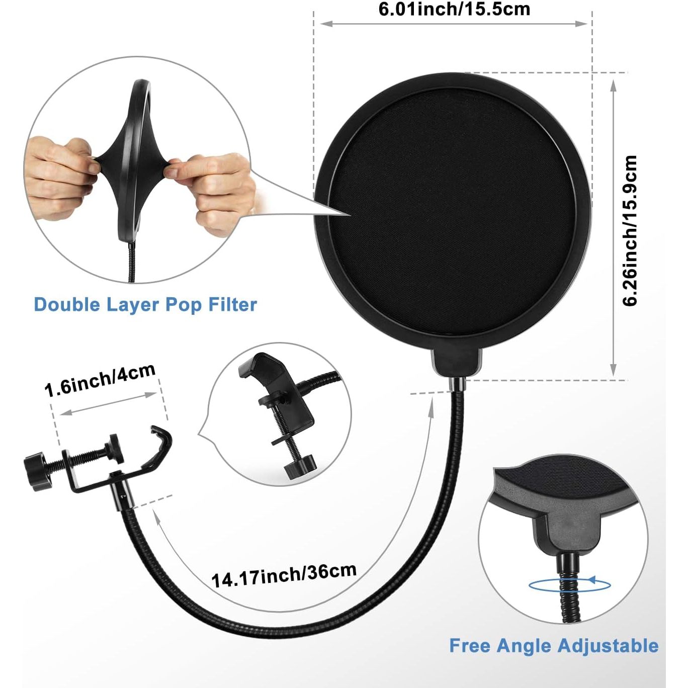 Buy now BILIONE Multifunctional Desktop Microphone Stand, Adjustable Mic Stand Desk with Pop Filter, Shock Mount, Microphone Clip, 5/8" to 3/8" Metal Screw Adapter at indiglob india
