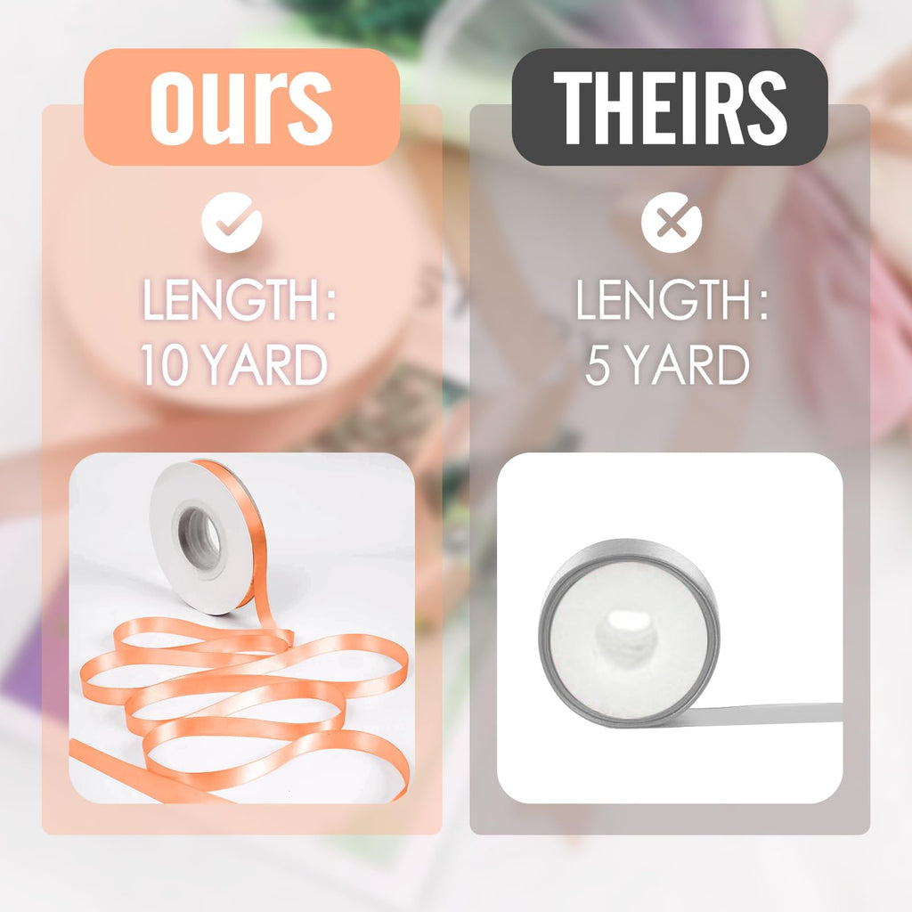 Rainbow Satin Ribbon, 12 Colors 3/8 Inch x 12 Rolls