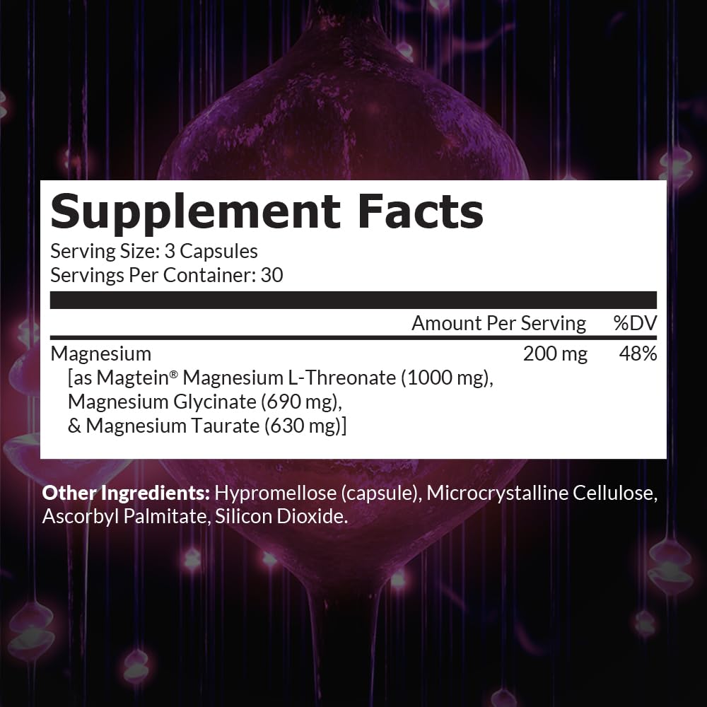 MagEnhance Magnesium Complex, Magtein® L-Threonate, Glycinate for Sleep | Magtein® L-Threonate, Glycinate & Taurate for Sleep, Brain Health, and Relaxation. Gentle on the Stomach. 30-Day Supply