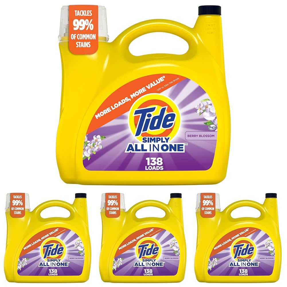 Buy now Tide Simply All-In-One Liquid Laundry Detergent, Refreshing Breeze Scent, 6 Loads, 10 fl oz Berry Blossom at indiglob india