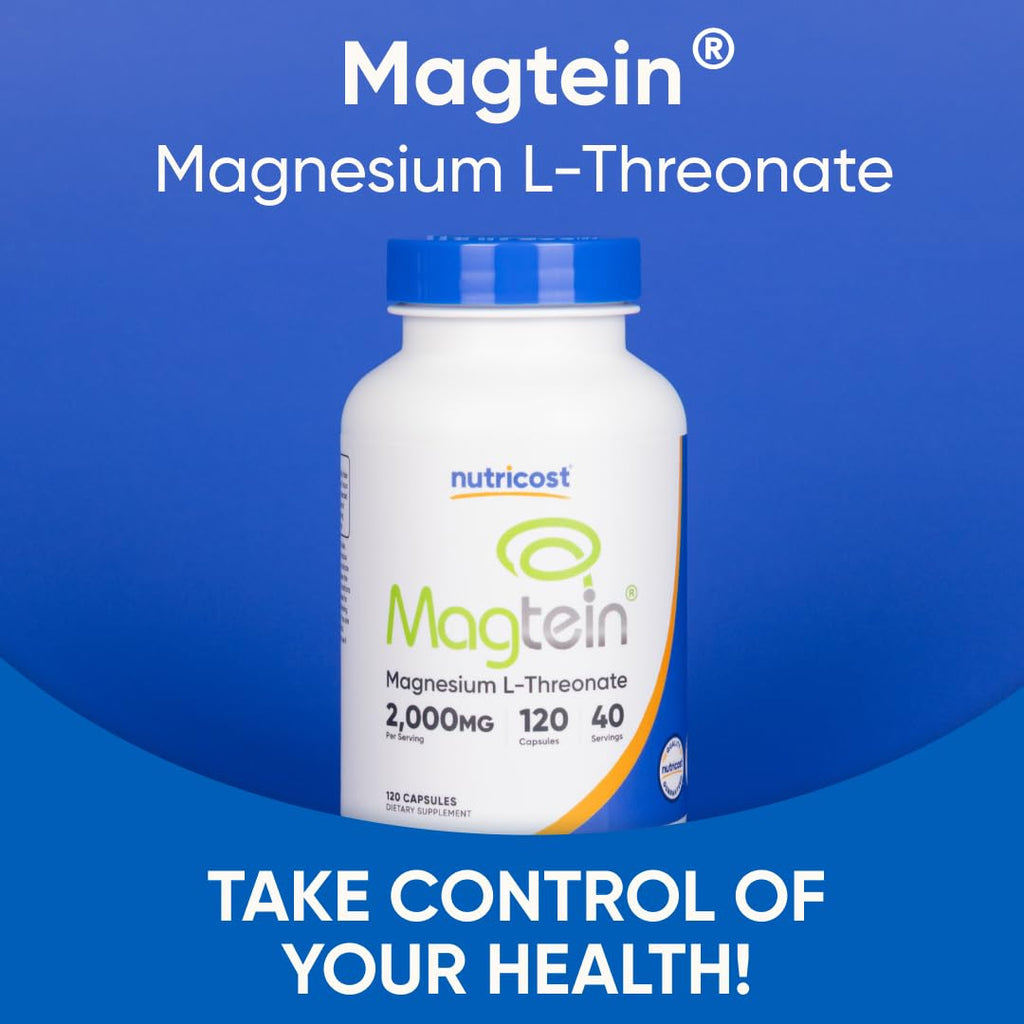Nutricost Magnesium L-Threonate As Magtein 2000mg, 120 Capsules, GMO-Free | Gluten Free, Vegetarian Friendly