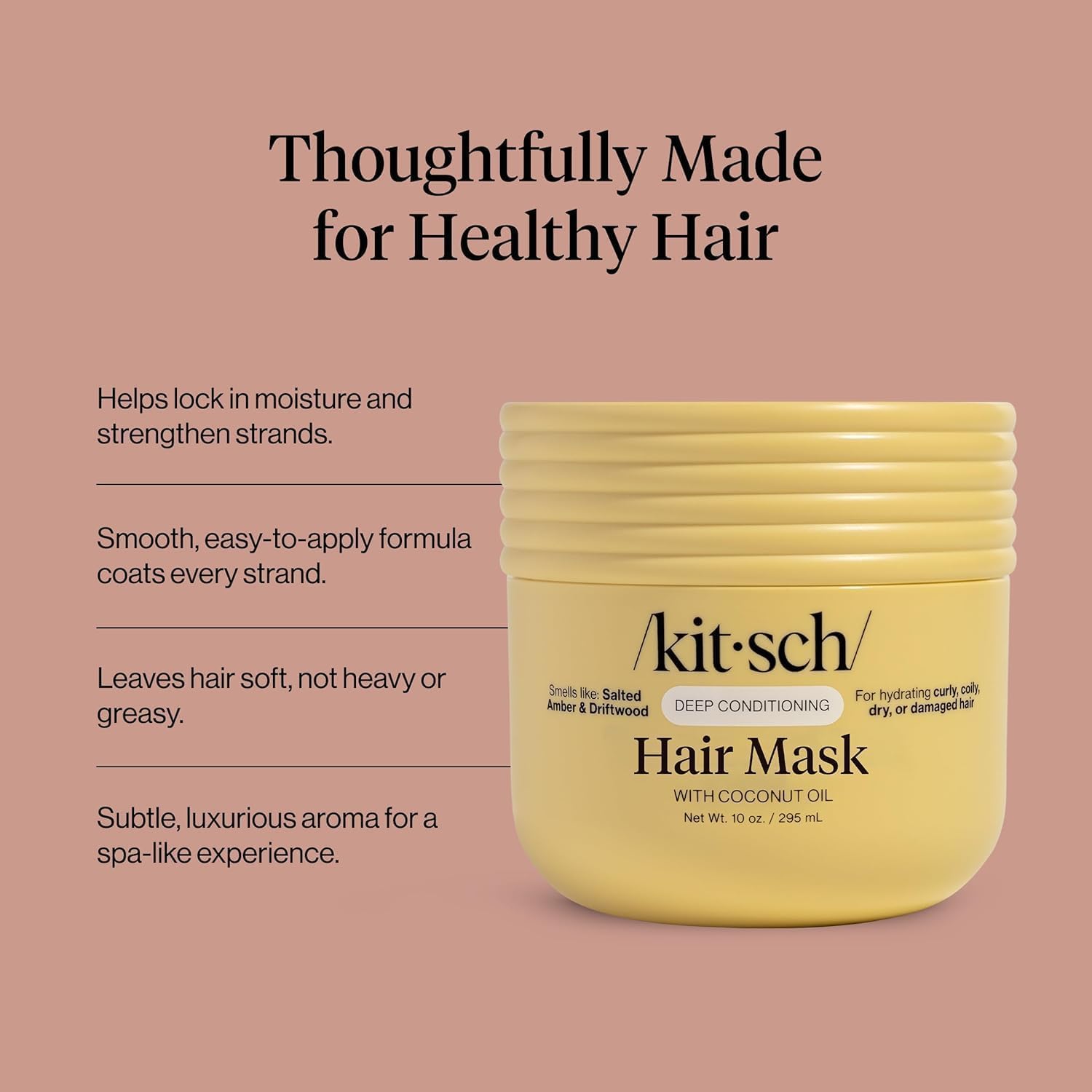 Buy now Kitsch Deep Conditioning Hair Mask â€“ Moisturizing Hair Mask for Damaged Hair with Coconut Oil â€“ Hydrating, Strengthening & Frizz-Reducing Hair Care Treatment for Curly, Coily & All Hair Types - 10 oz at indiglob india