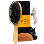 Buy now Belula Boar Bristle Hair Brush Set for Men - Soft Mens Hair Brush for Thin, Normal & Short Hair - Includes Wooden Comb, 2 Palm Brushes & Travel Bag - Best Hair Brushes for Men! at indiglob india