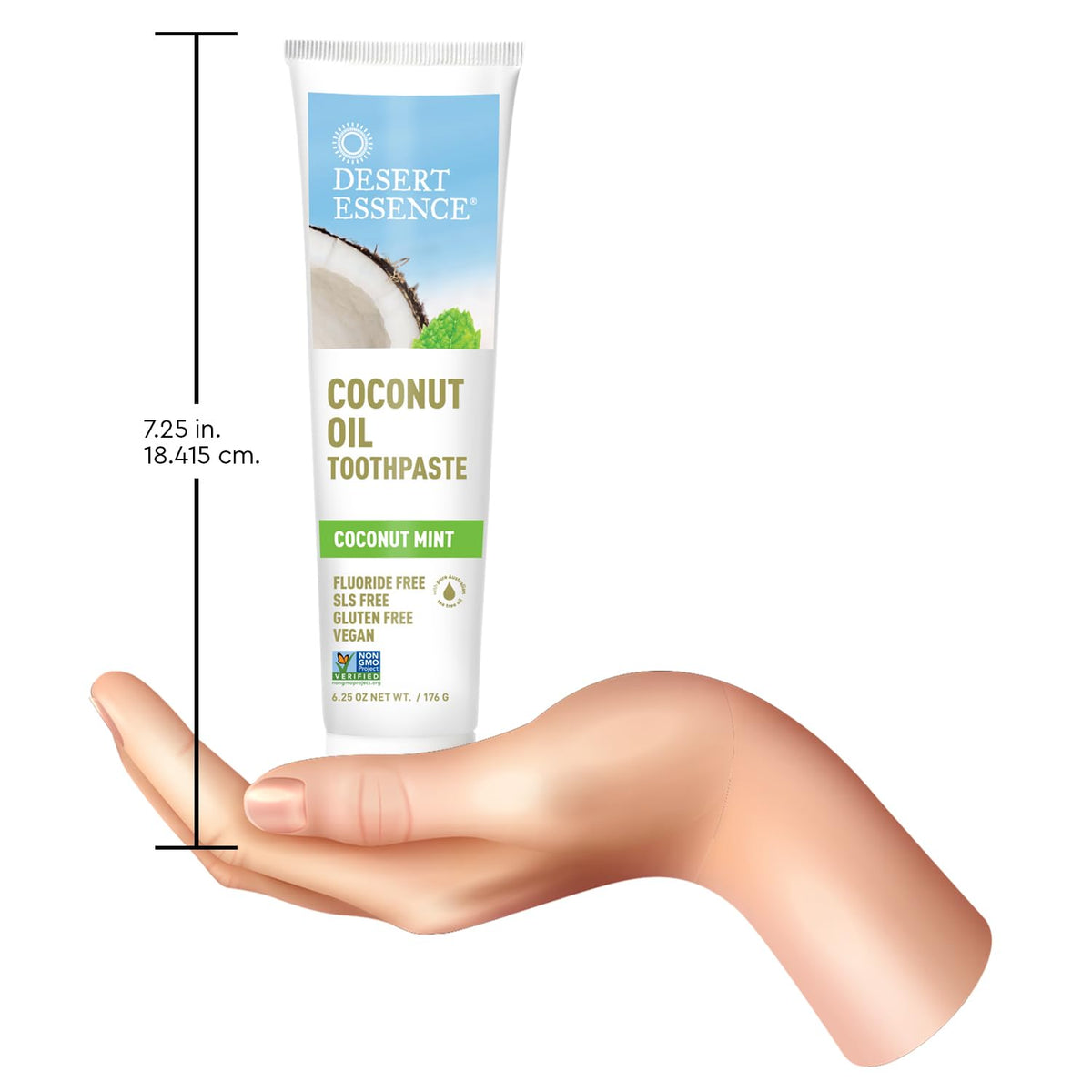 Desert Essence Coconut Oil Toothpaste Coconut Mint, Fluoride Free, 6.25 Oz
