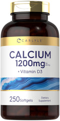 Carlyle Calcium 1200 mg with Vitamin D3 | 250 Softgels | Vitamin D3 1000 IU