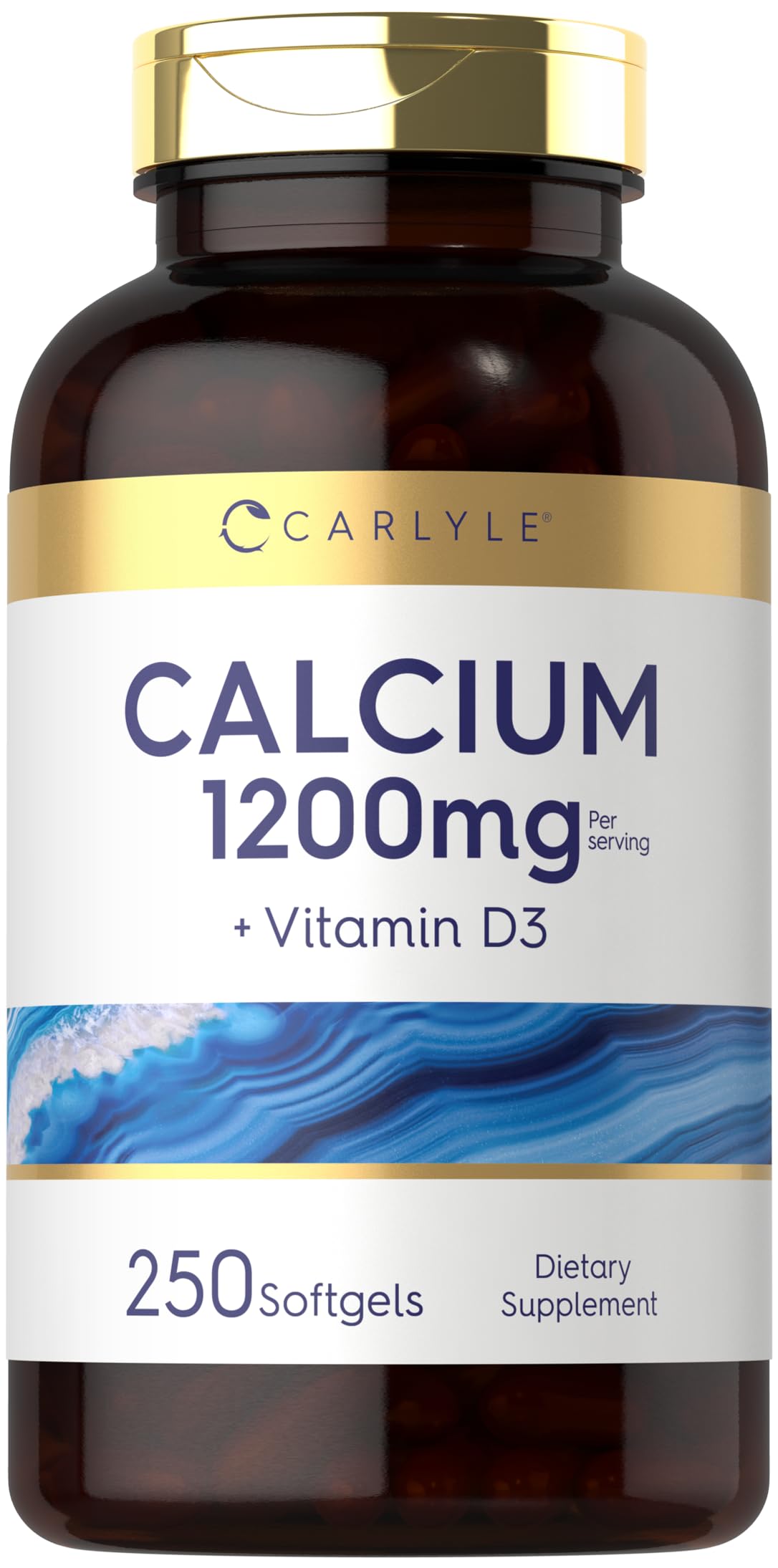 Carlyle Calcium 1200 mg with Vitamin D3 | 250 Softgels | Vitamin D3 1000 IU