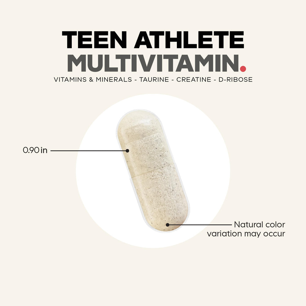 Codeage Teen Athlete Multivitamin Sports Supplement - Creatine, Methylated B Vitamins, Taurine, UC-II Collagen, Ferrochel Iron, Ashwagandha, Magnesium, Electrolytes - Non-GMO - 60 Capsules