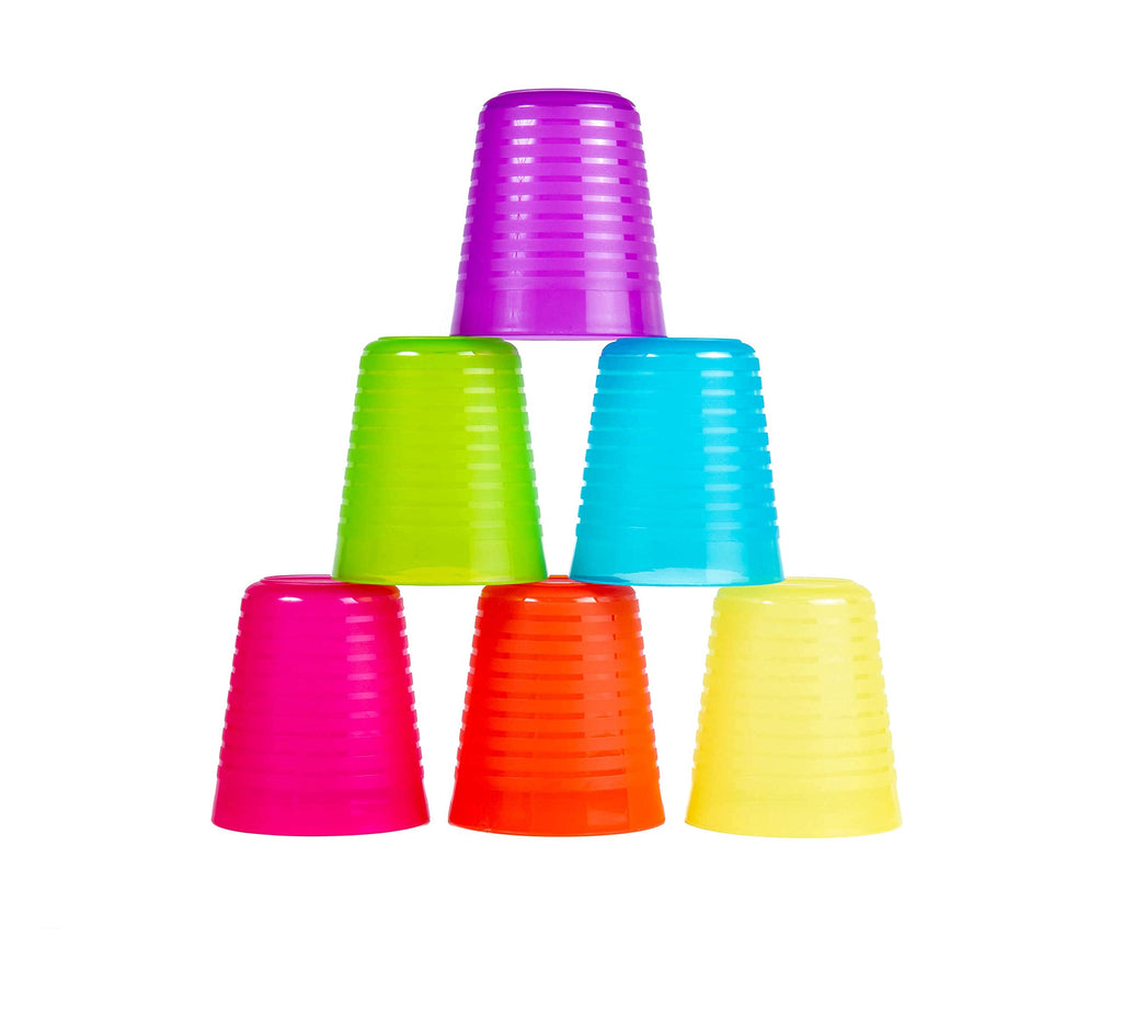 Kids Plastic Dinnerware Set of 6 Multi Color Cups/Tumblers - Reusable, BPA-Free, Dishwasher Safe and Microwaveable