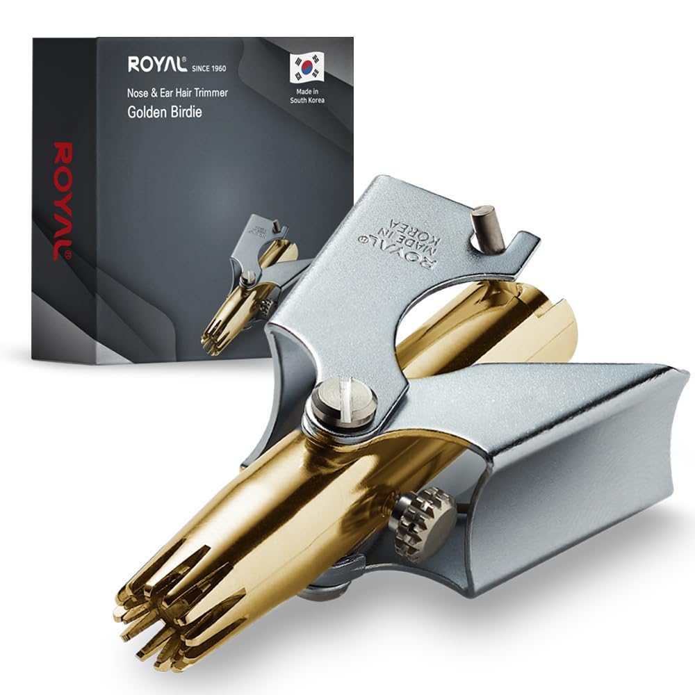 ROYAL Birdie Manual Nose Hair Trimmer for Men, Made in Korea Battery Free Painless Water Resistant Nose Trimmer with 12 Dual Blades, Patented ET-4 Series