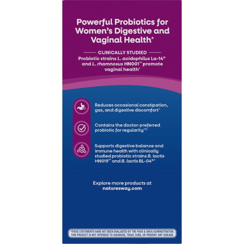 Nature's Way Fortify Women’s Probiotic 30 Billion CFU, 30 ct | Daily Multi-Strain Probiotic for Digestive, Vaginal, and Immune Support*, Once-Daily Capsule, No Refrigeration Required