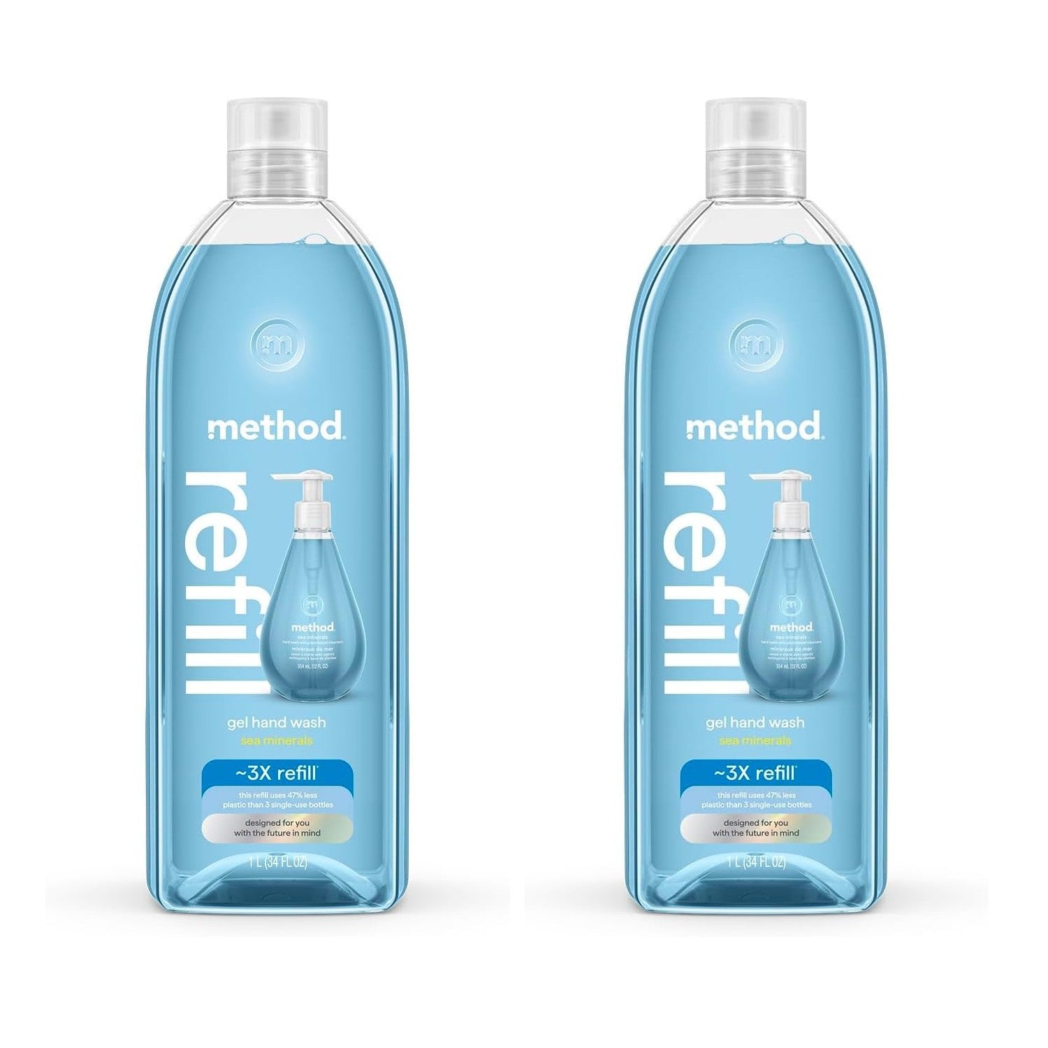 method Gel Hand Wash Refill, Sea Minerals, 34 fl oz | Refills Up to 3X, Hydrates & Softens Skin, Designed for Gentle Everyday Cleansing, With Notes of Bergamot, Lemon & Rosemary