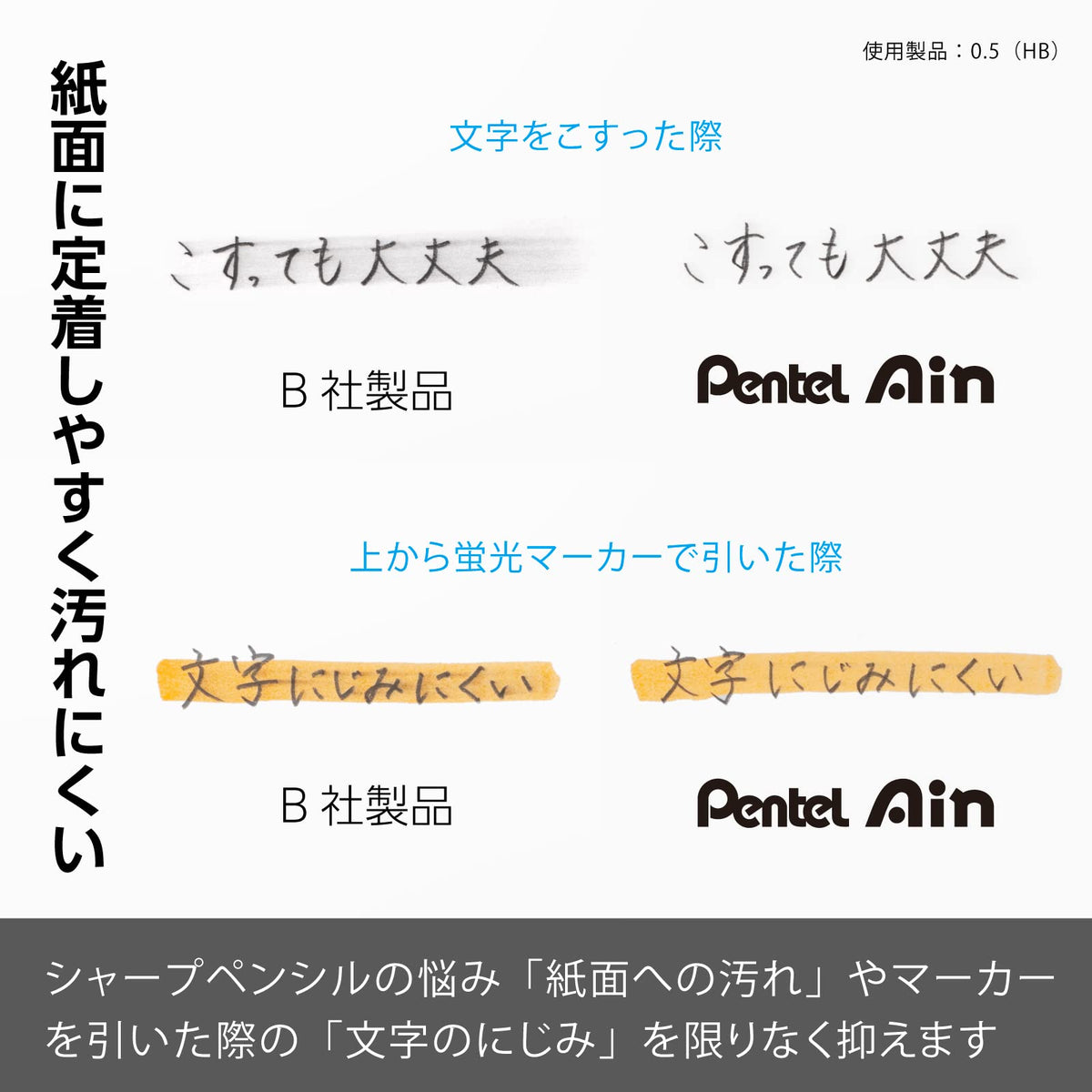 Pentel Ain 0.02 inch (0.5 mm) HB 3 pcs XC285HB-3P