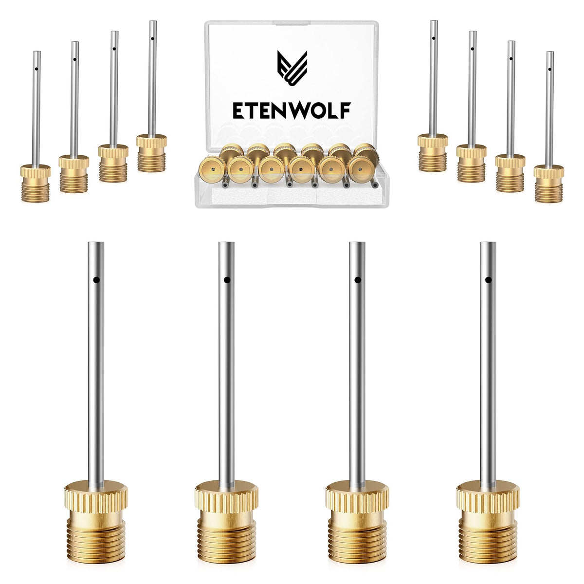ETENWOLF 12 Pack Brass Ball Pump Needles, No Break Heavy Duty Needles