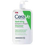 Buy now CeraVe Hydrating Cream To Foam Cleanser, Makeup Remover Face Wash For Dry Skin, Foaming Facial Cleanser With Hyaluronic Acid, Normal To Dry Skin, Fragrance Free & Non Comedogenic, 19 Fluid Ounce 19 Fl Oz (Bottle) at indiglob india