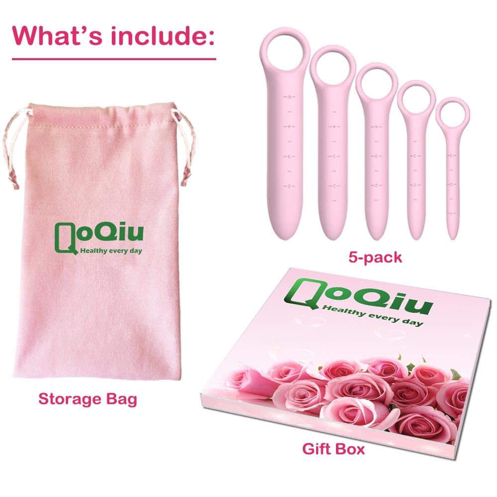 5-Pack Silicone Dilators for Pelvic Floor for Women, Pink
