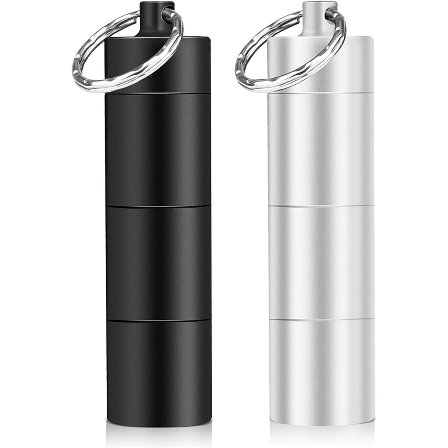 Buy now Opret Keychain Pill Holder, 3 Compartments Metal Small Pill Case, Waterproof Portable Travel Pill Box, Pill Container for Purse (Black) 2 pcs Black&silver at indiglob india