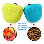 RoyalCare Silicone Dog Treat Pouch-Small Training Bag-Portable Dog Treat Bag for Leash with Magnetic Closure and Waist Clip airtight sealed - 2pieces [US Design Patent]