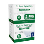 CLEAN SKIN CLUB Sensitive Skin Clean Towels® XL, Ultra-Soft Disposable Face Dry Wipes Infused with Aloe & Glycerin, XL - 1 Pack (50 count)