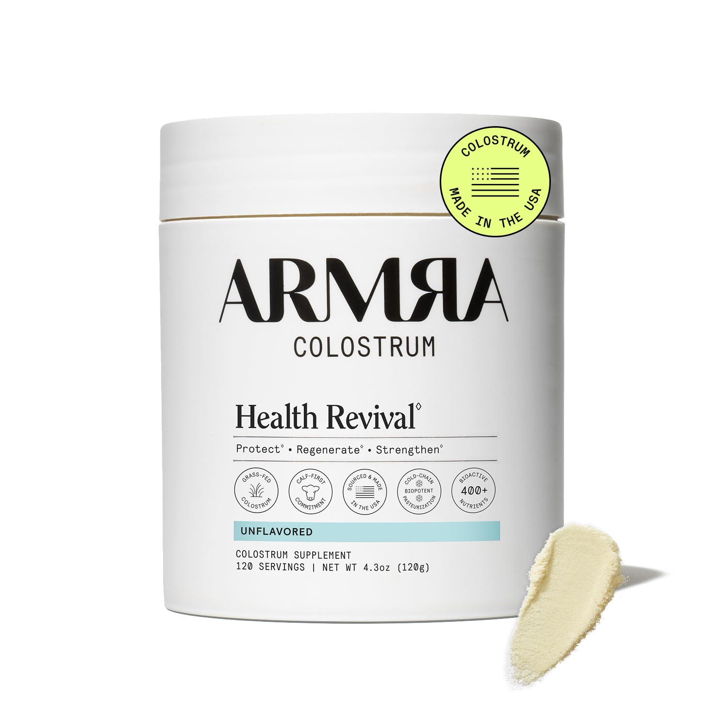 ARMRA Colostrum Powder, Blood Orange, 90 Serving Jar | Gut Health | Debloat | Hair & Skin | Immune Support | Keto | Gluten Free | Grass Fed Bovine Colostrum Supplement