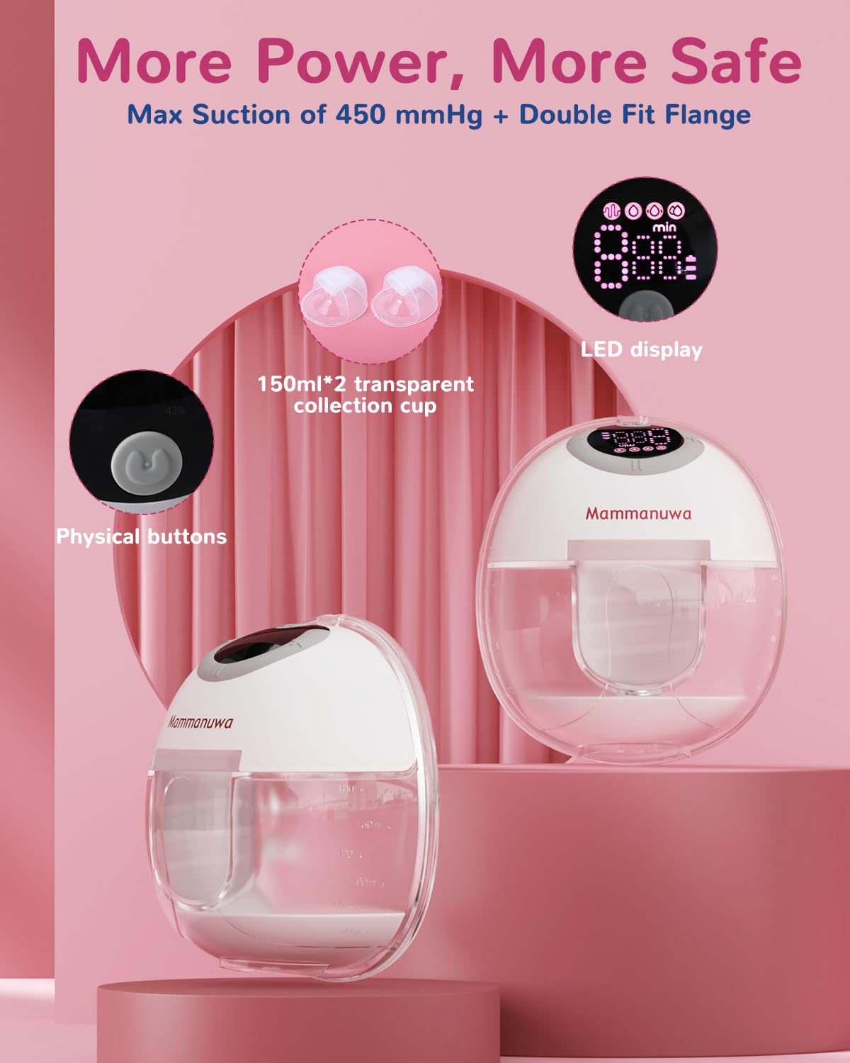 Electric Breast Pump - Lightweight, Portable, & Hands-Free with Baby Mouth Technology - BPA-Free, 4 Modes, 9 Levels - Elevate Your Breastfeeding Style with Mammanuwa S32